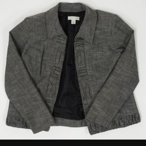 Ruched Quilt Pattern Trim Jacket Grey C & B Medium